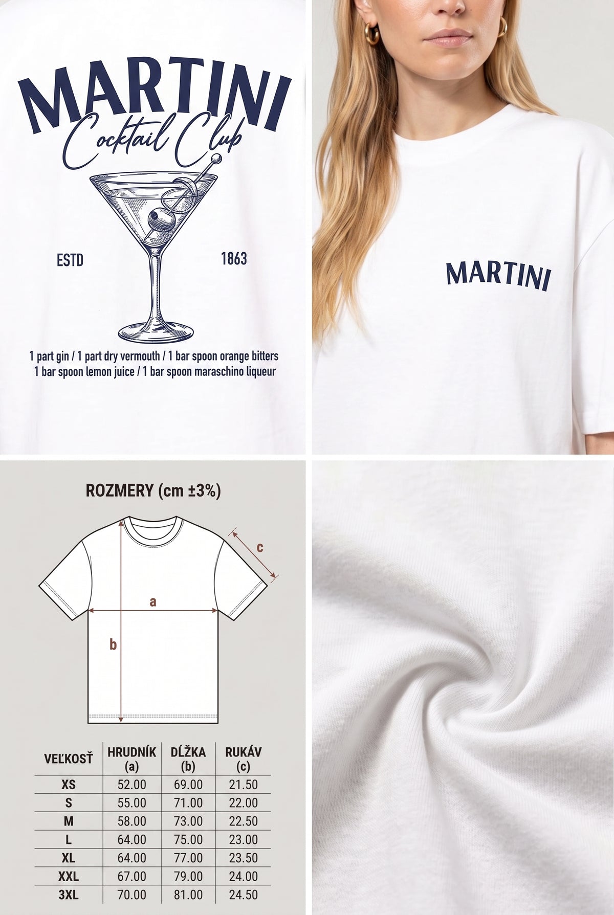 Tričko Martini - Unisex Oversize