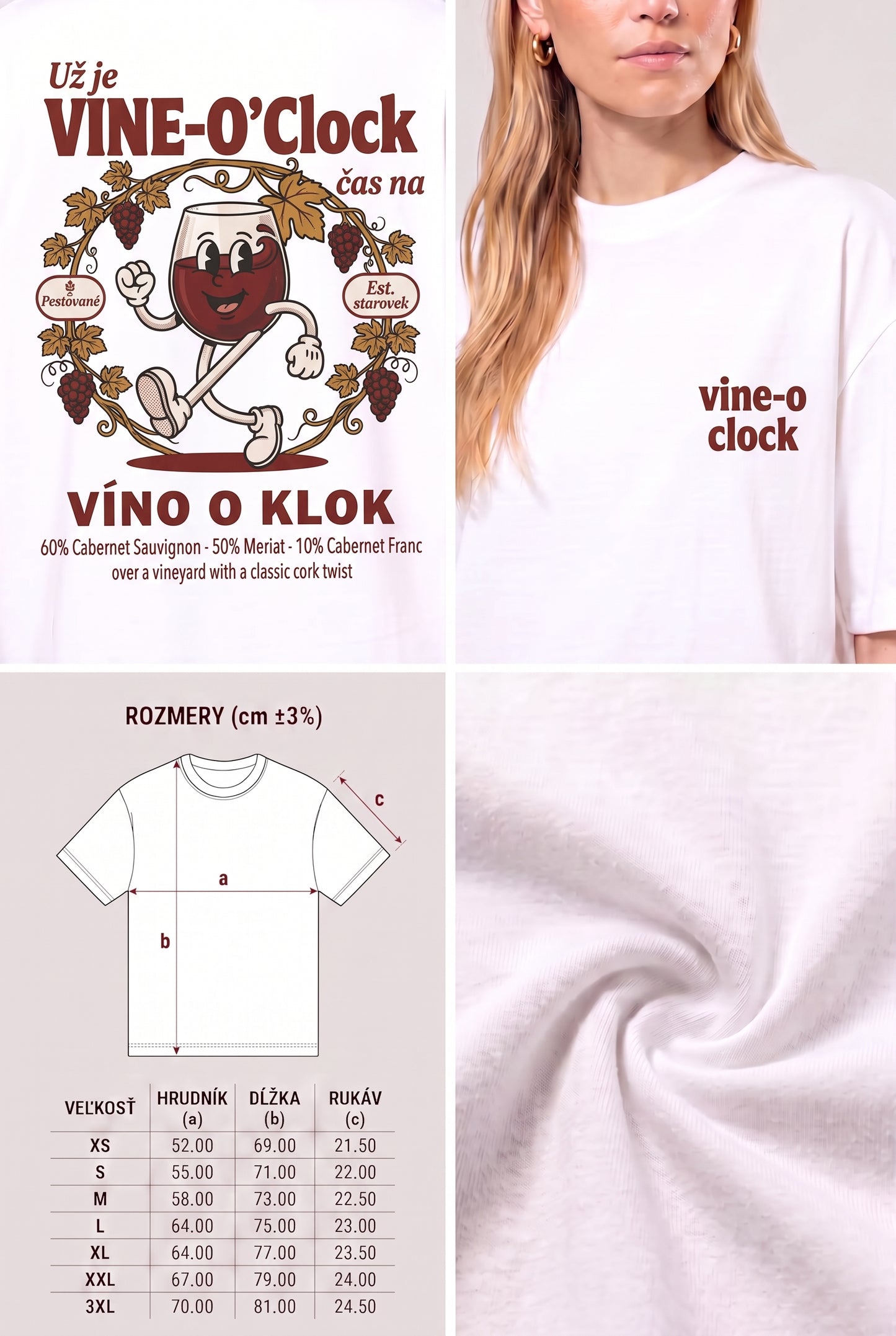 Tričko Retro Vino - Unisex Oversize