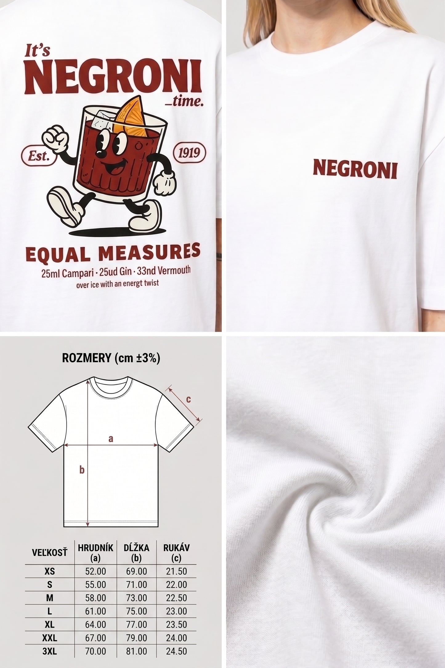 Tričko Retro Negroni - Unisex Oversize